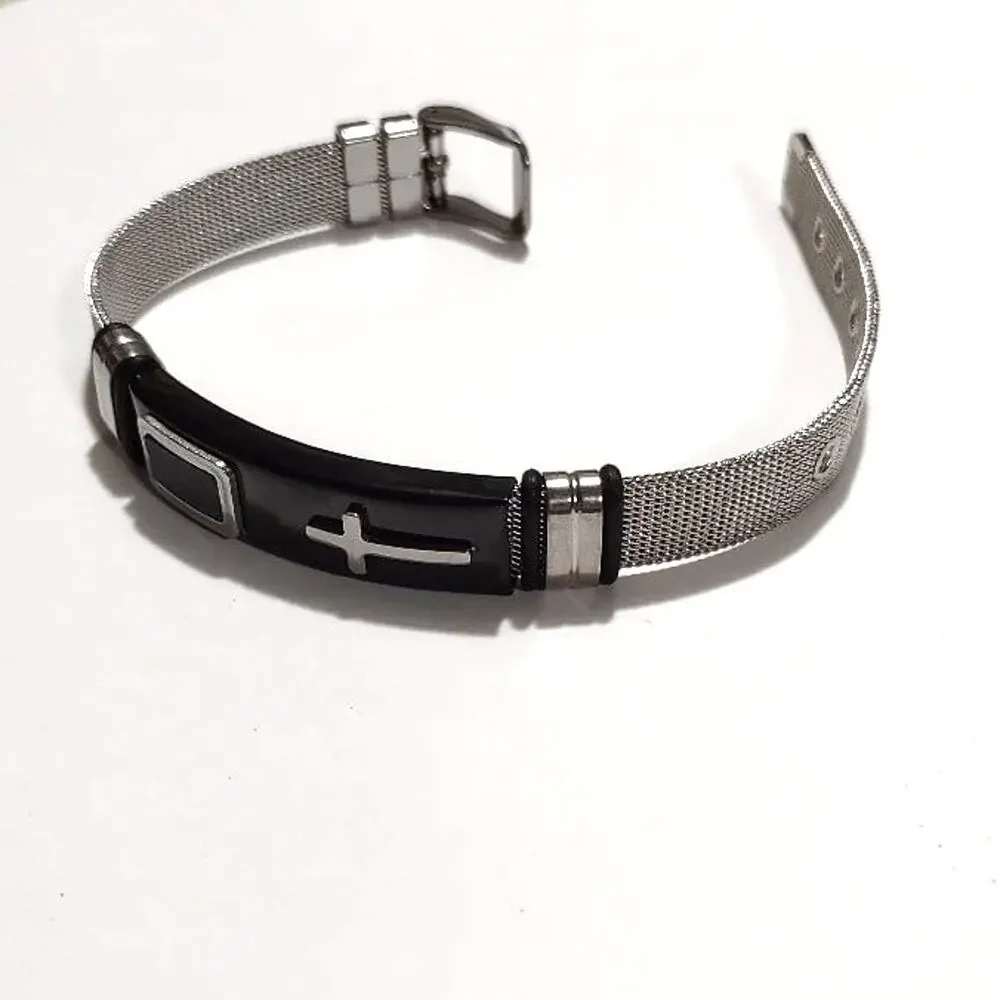 Christian Cross bracelet Silver Stainless Watch Buckle Valentines Birthday NEW!